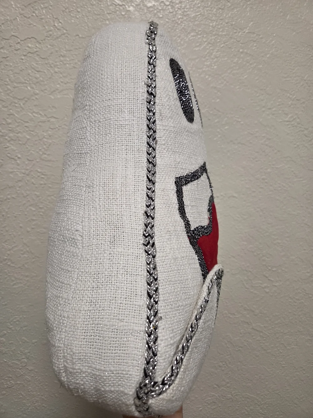 Martha Stewart White Ghost Decorative Pillow with Red Wine Design